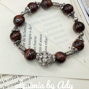 Alquimia Silver and Brown Beaded Bracelet